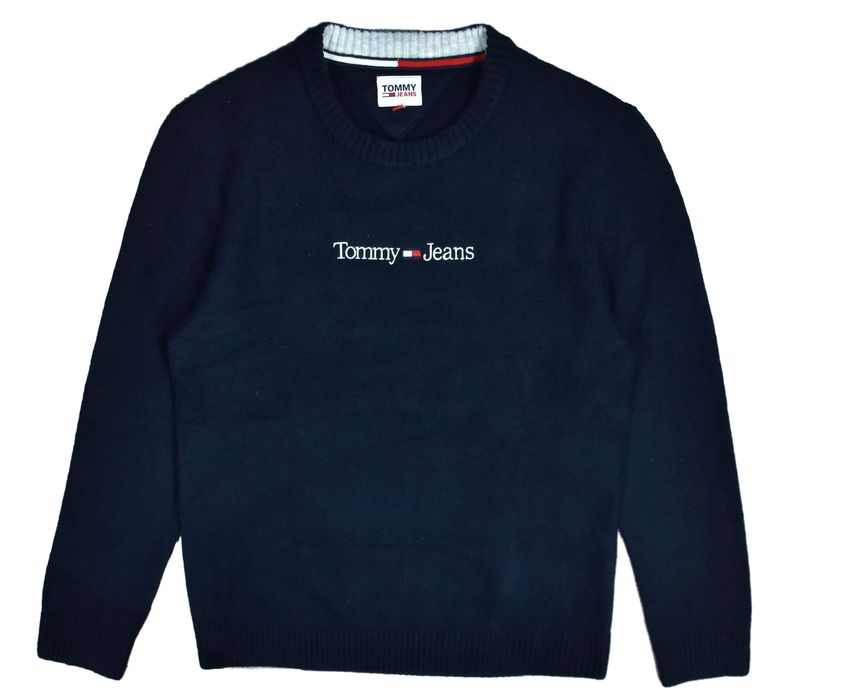 Tommy Jeans Granatowy Sweter Z Mieszanki Materiałów L
