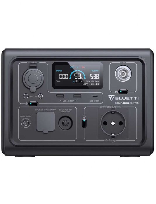 Bluetti EB3A, 600 Вт 268 Вт*год Для газового КОТЛА UPS, ДБЖ станція