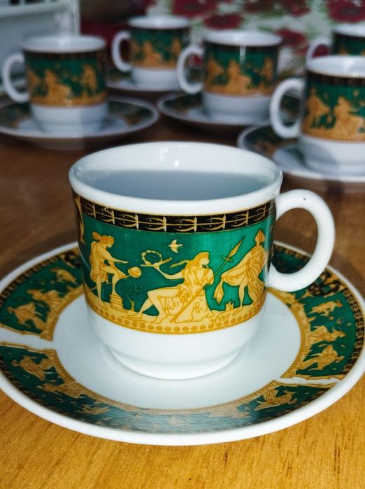 Вишуканий кавовий сервіз у грецькому стилі (6 персон)