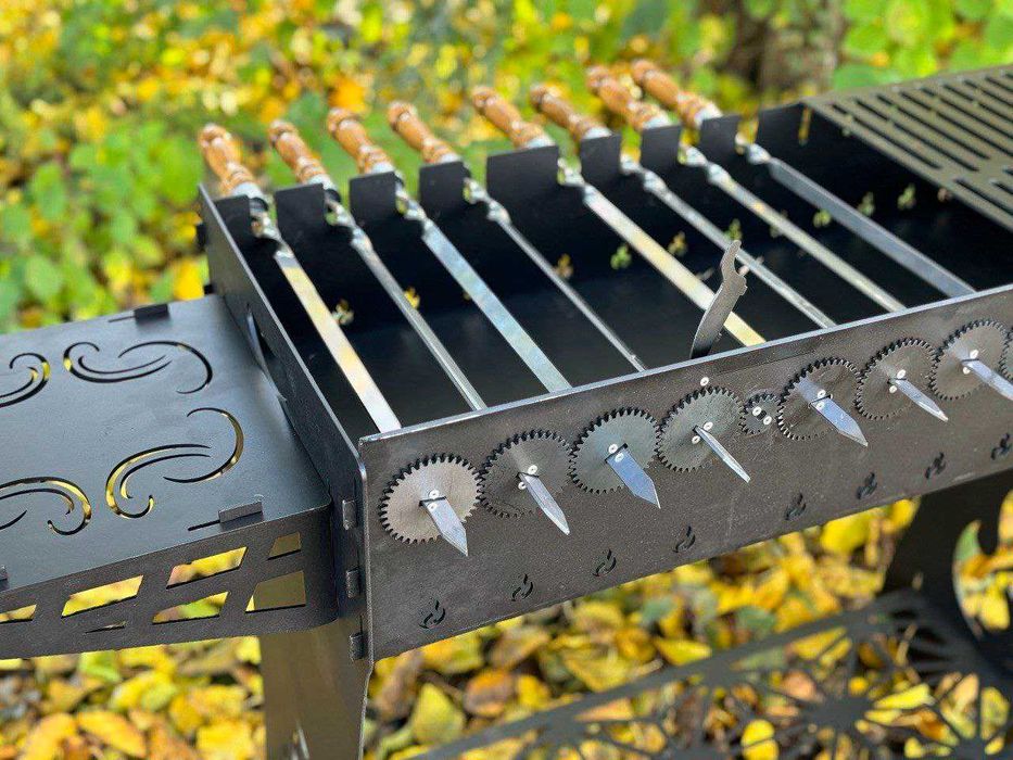 Мангал високий автоматичний розбірний на 8 шампурів решітка гриль