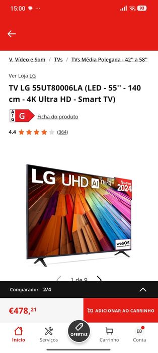 TV lg de 55 polegadas