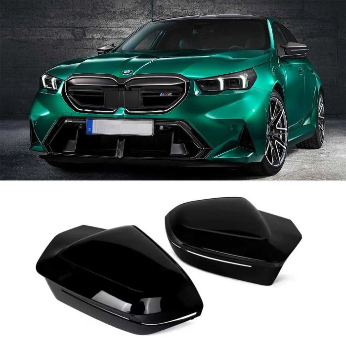 Накладки на зеркала BMW G60 G70 G90 G61 i5 i7 Черный глянец  2шт.