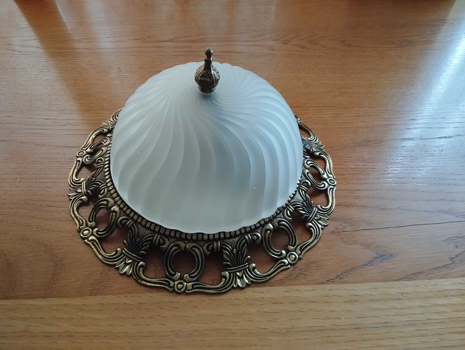 Lampa sufitowa mosiężna szkło