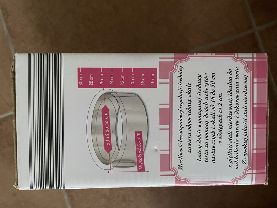 Obręcz do tortów ze stali nierdzewnej