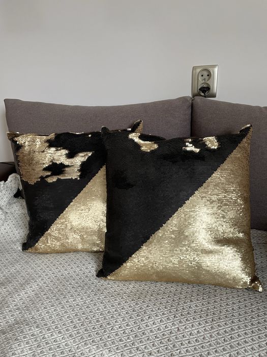 Zestaw poduszki dekoracyjne dwubarwne cekiny cekinowe