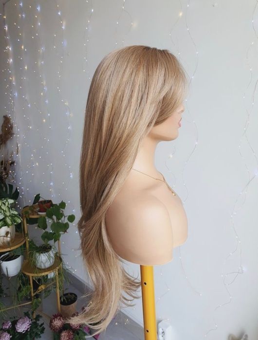 Długa peruka blond mix 3D odrost Kim karmell