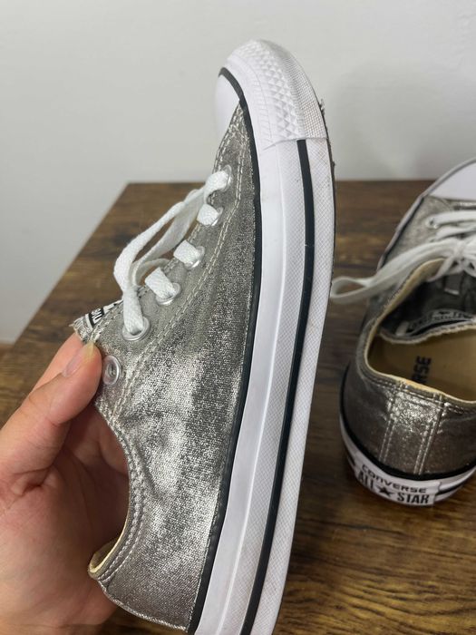 Srebrne metaliczne buty sportowe trampki tenisówki Converse 37,5