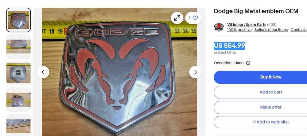 Dodge Big Metal emblem OEM EMBLEMAT Dodge Ram