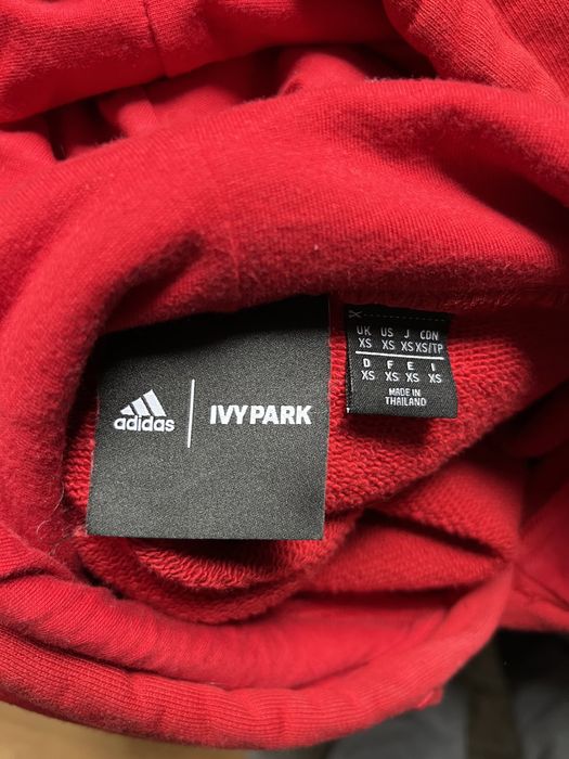 Czerwona bawełniana uniseks bluza z kapturem hoodie Adidas Ivy Park
