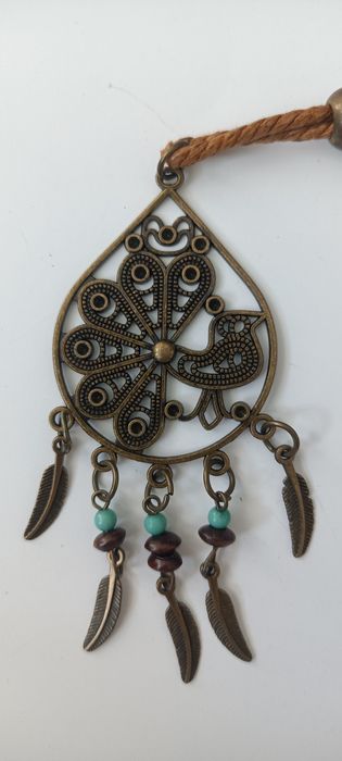 Naszyjnik wisiorek boho łapacz snów paw