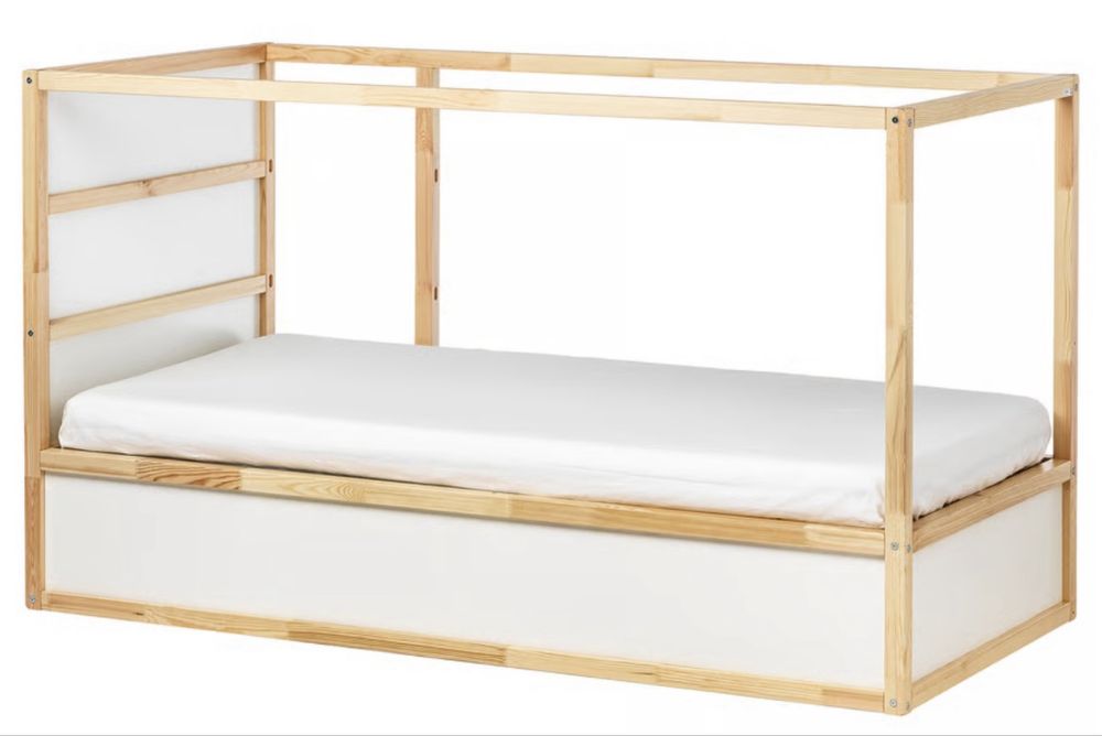 Cama reversível, branco/pinho, 90x200 cm