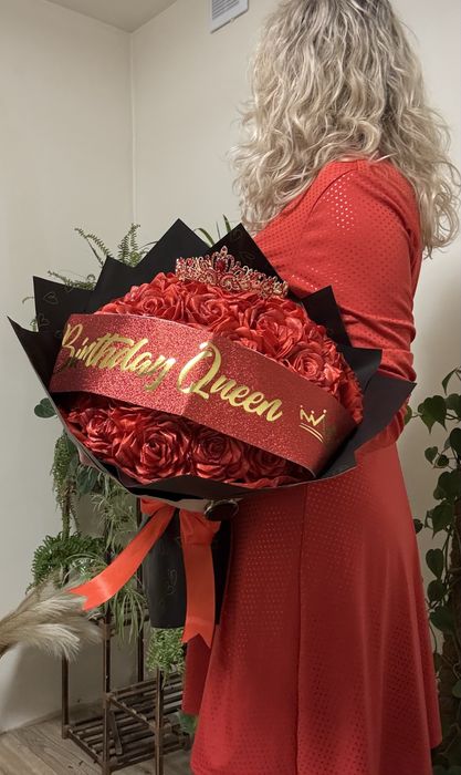 Bukiet wiecznych czerwonych róż 35szt zareczyny urodziny