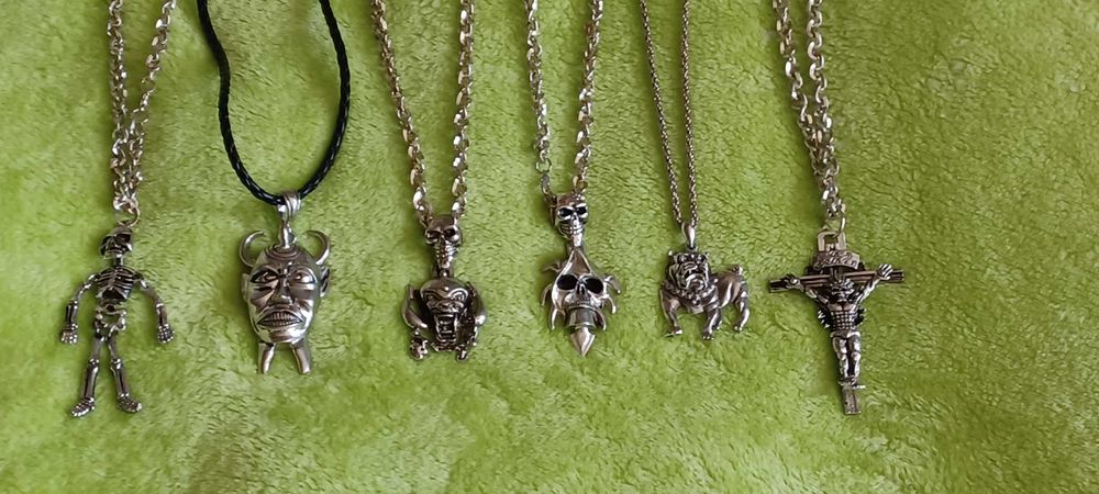Kolekcja naszyjników motocyklowych rock goth – zestaw 6 sztuk