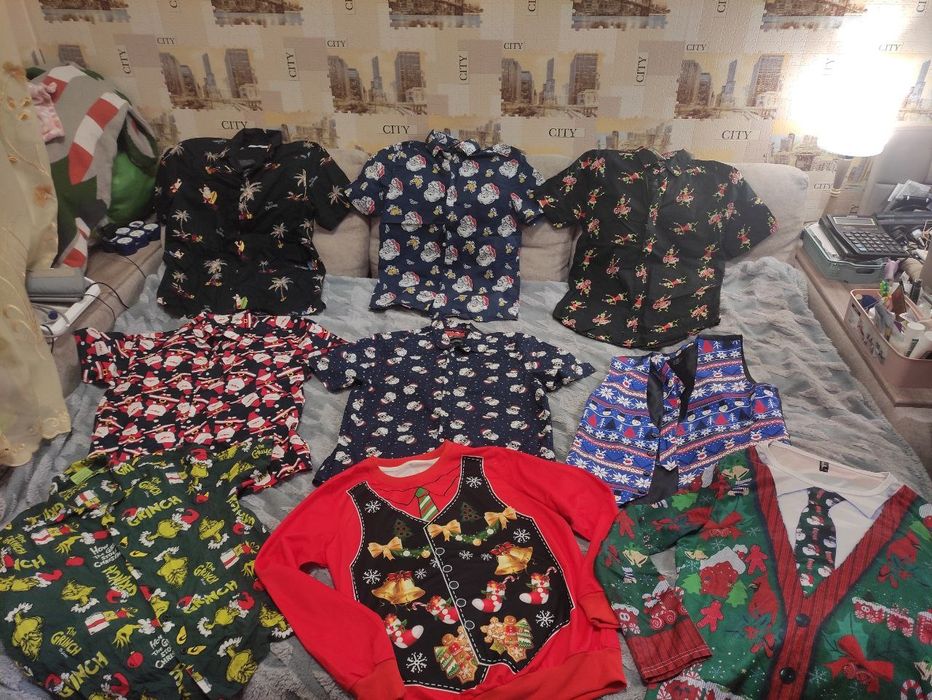 Рубашка мужская с новогодним принтом