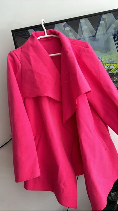Plaszcz flauszowy rozowy