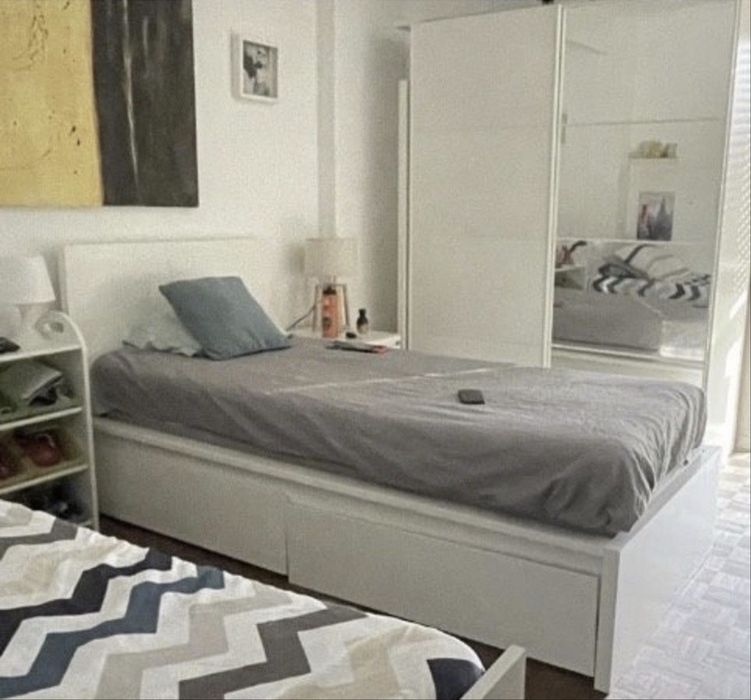 Cama MALM Solteiro (90x200) completa - Com estrado e colchão