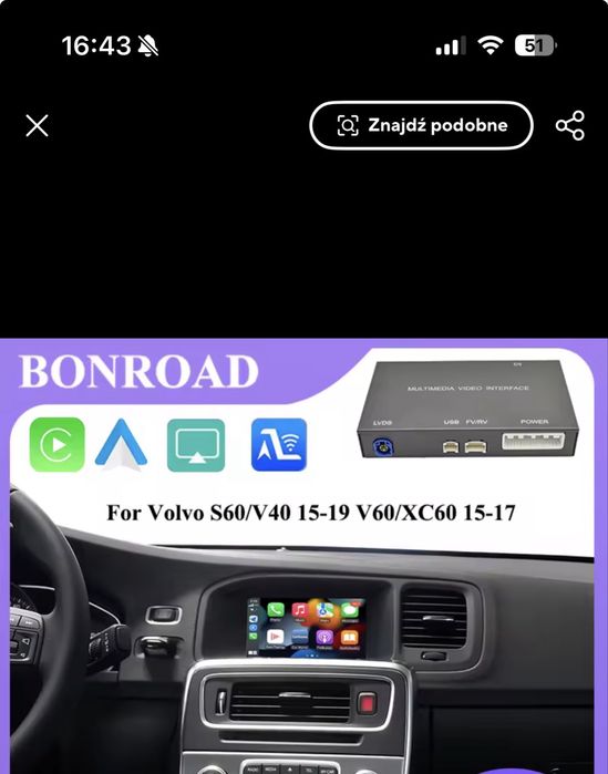 Volvo apple car play android auto interfejs dedykowany do Volvo - nowy