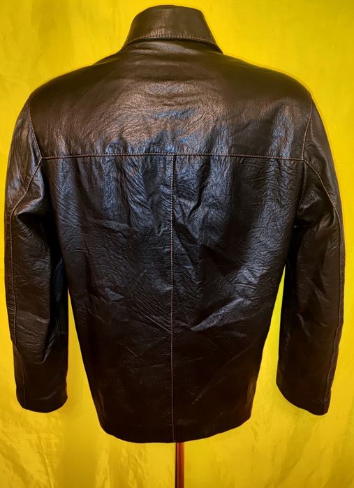 Пиджак кожаный, вставки меха нерпы, эксклюзив, р.50-52