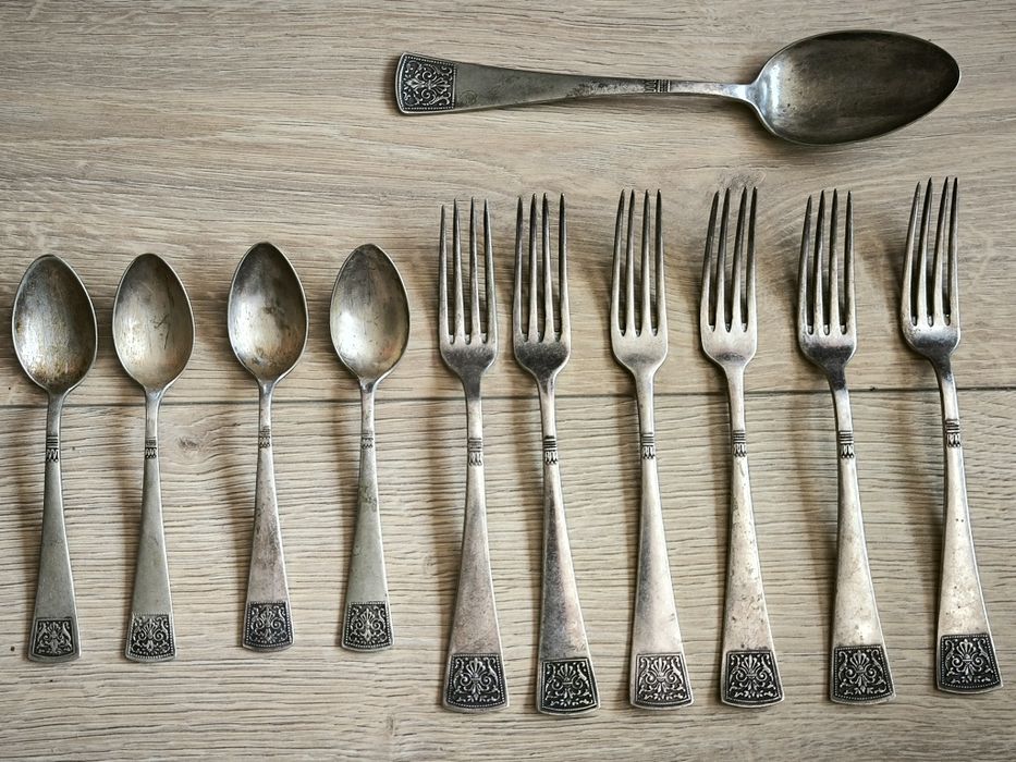 Przedwojenne sztućce plater Pelowski Centra Warszawa