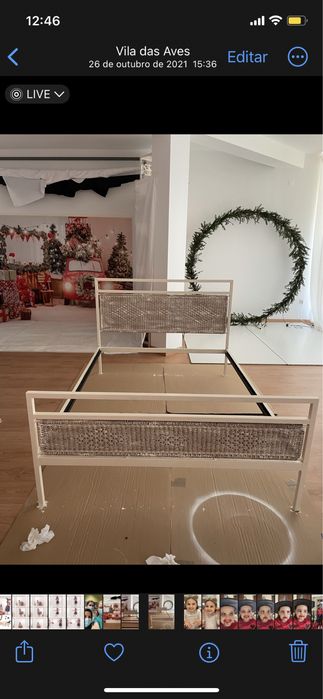 Cama em ferro e palhinha