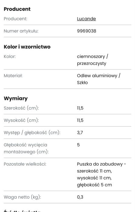 Lampa wpuszczana ścienna LED Lucande Loya
