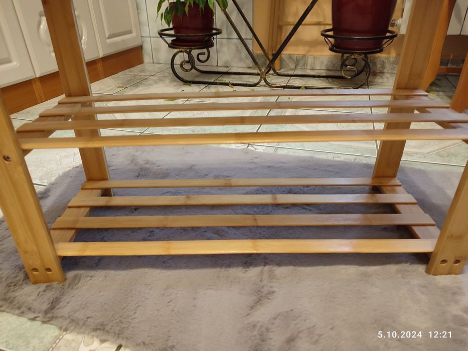 Nowy bambusowy regał półka na buty ławka styl drewniany