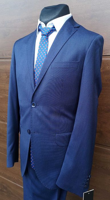 NOWY Garnitur Męski dwuczęściowy Łódź S,M,L,XL,XXL - Granatowy