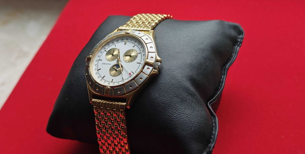 Zegarek Zenith Calendar Faza Księżyca  El Primero Styl Złoto Unikat