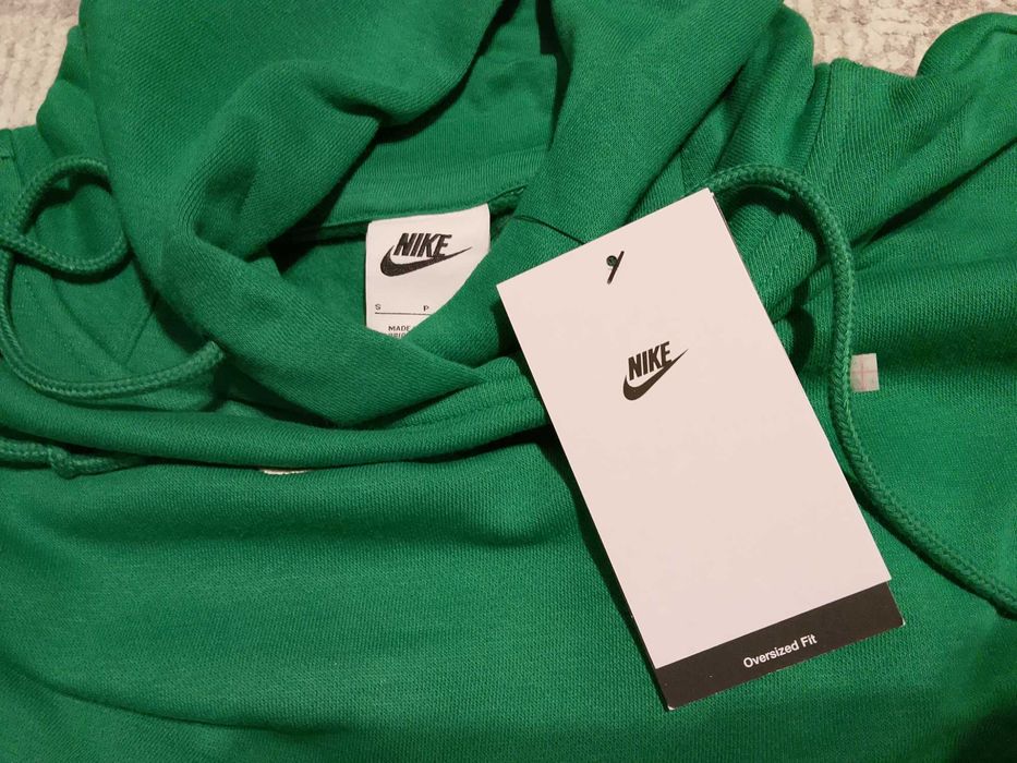 Nowa Zielona Bluza Nike Hoodie Oversize Logo Swoosh Rozmiar S