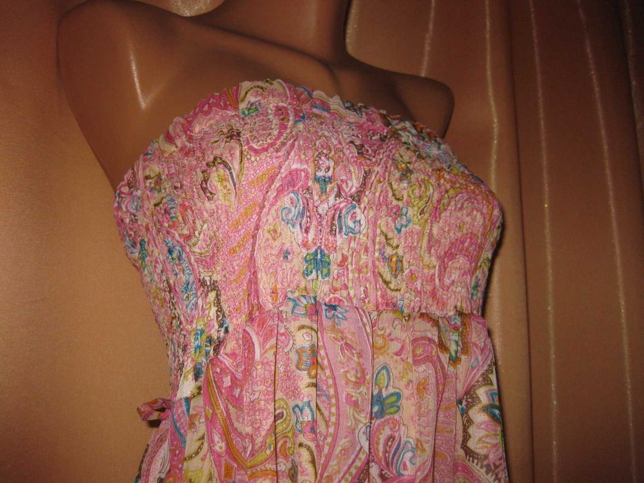 довгий шифоновий рожевий легкий летючий сарафан М Pussycat