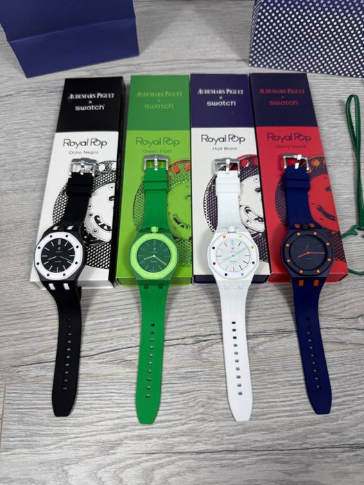 Годинник Royal Pop AP x Swatch | Стильний кварцовий годинник | Повний комплект | Новий | Годинник Рояль Поп