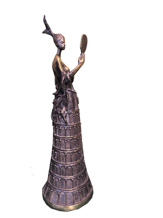 Rzeźba brąz Tomasz SĘTOWSKI ( 1961 ), Kobieta z lustrem