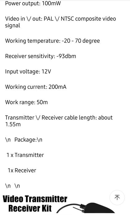 Wireless Video Transmitter Receiver Camara