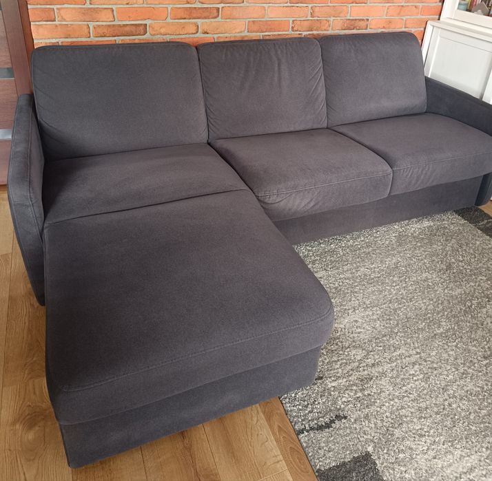 Narożnik Ema  z funkcją spania i pojemnikiem / tkanina premium NORDIC / stelaż włoski