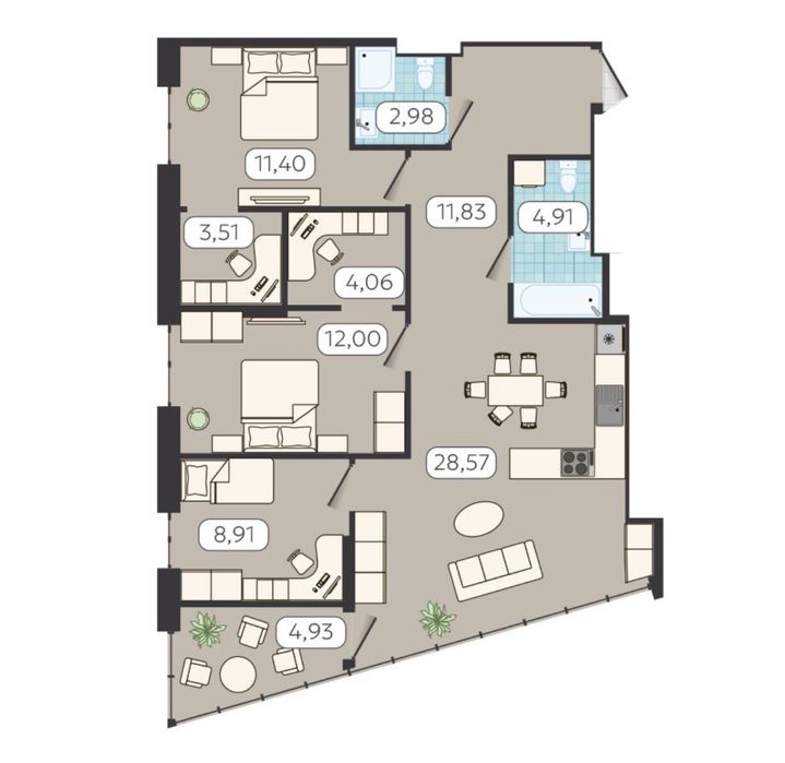 3-rooms apartment apartment by the address (area 93 m²) - Atlanta.ua - photo 12