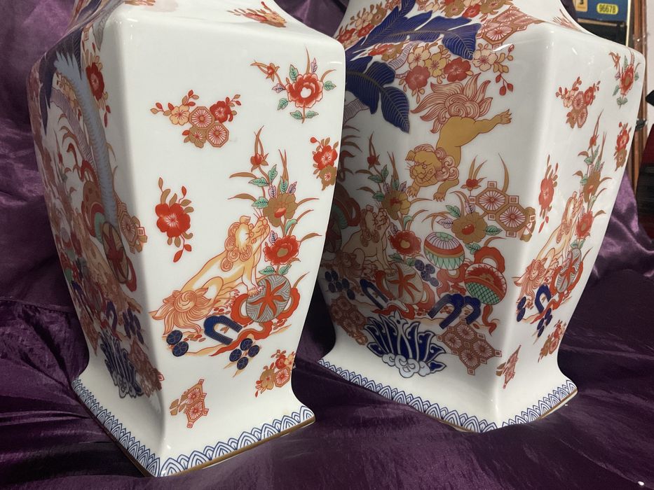 PAR DE TALHAS GRANDES VISTA ALEGRE SAMURAI PINTURA A OURO 46 cm