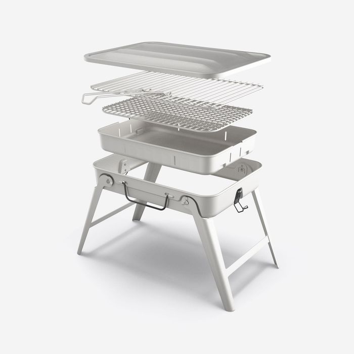 Barbecue Portátil de Campismo L para 4 Pessoas, a Lenha, Carvão e