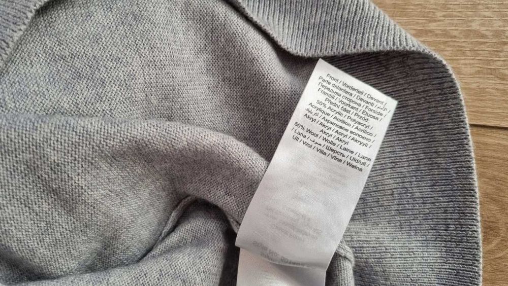 Golf męski -wełna, akryl M  szary