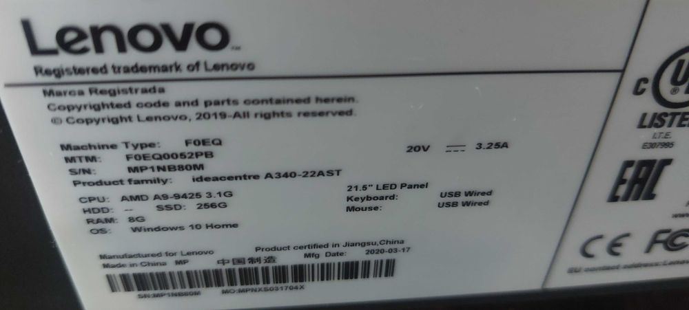 komputer all in one  Lenovo IdeaCentre A340-22AST Zadbany