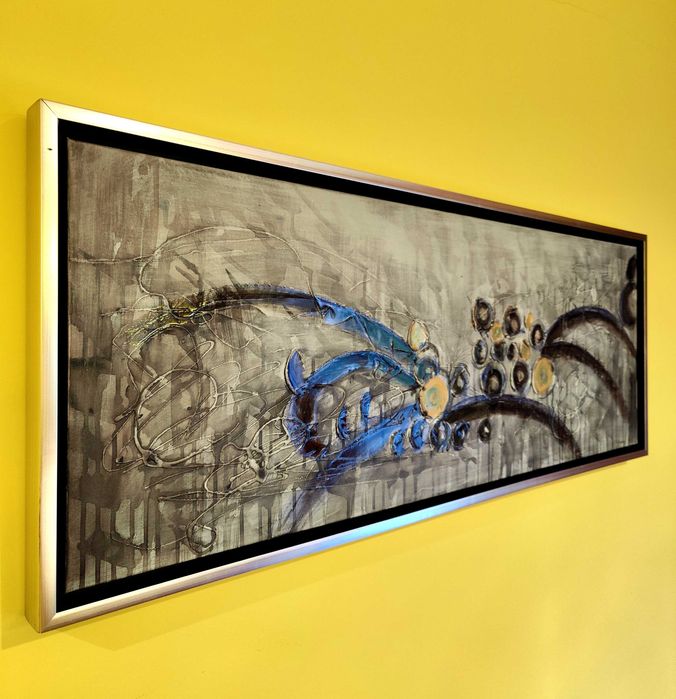 Quadro abstracto, pintura sobre tela, 120×46