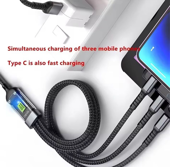 Nowy kabel szybkiego ładowania 3 w 1 120cm
