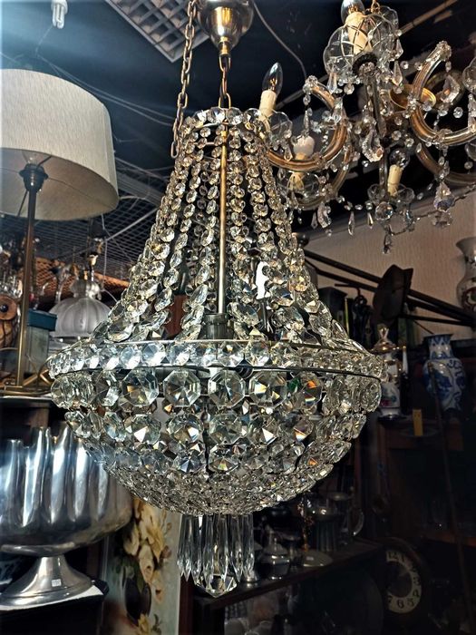 Lustre Vidro Cristalizado 6 Lâmpadas