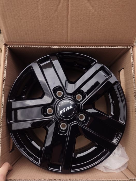 Alufelgi felgi czarne alufelgi wzmocnione homologacja C 16 6.5 6x120 ET50 74.5 Ford Transit / Custom IV FL E-TRANSIT po 2020 VW T7 Caravelle