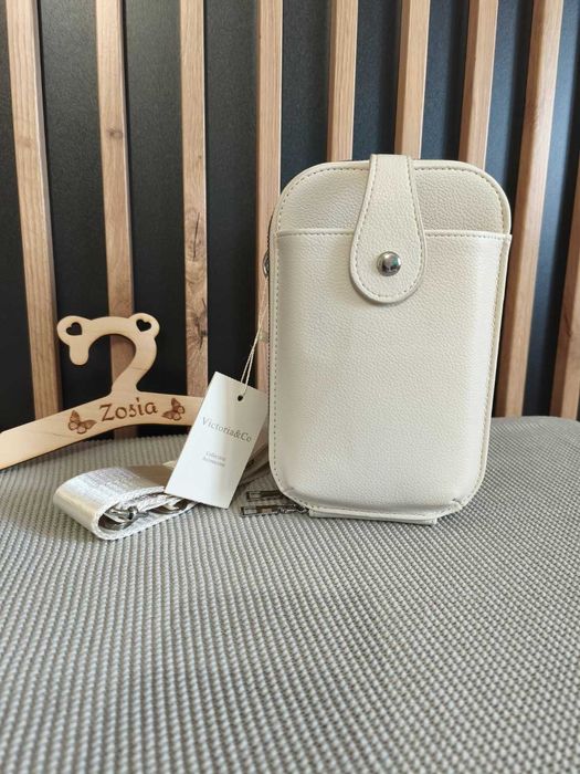 Beżowa damska torebka portfel na pasku rowerówka modna nowa