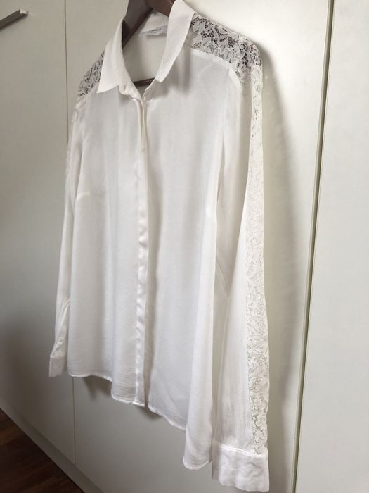 Biała koszula z koronką Promod L