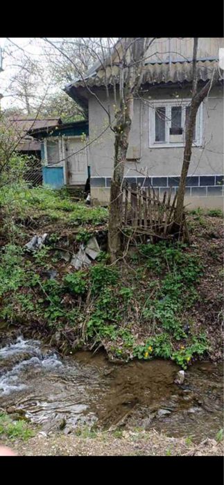 Будинок з землею в горах з струмком