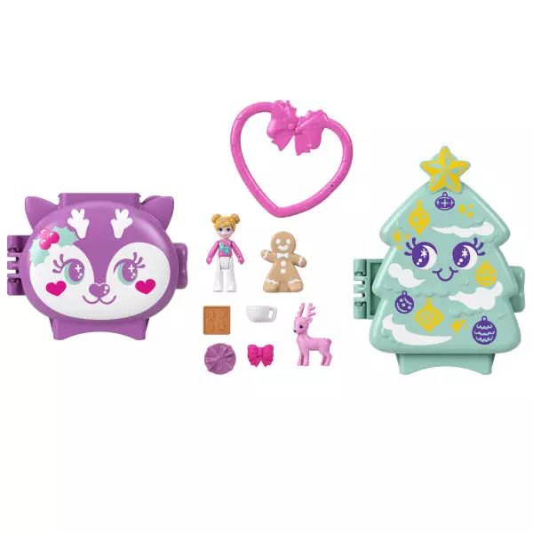 Polly Pocket Świąteczny Zestaw Kompaktowy 2-Pak 1 Mikro Lalka Polly Jgm53 Wb10. Nowy Produkt