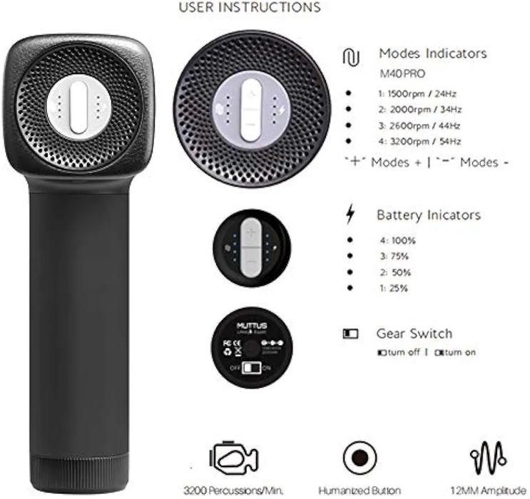 Pistola de massagem premium e massageador de percussão, MUTTUS M40 Pro