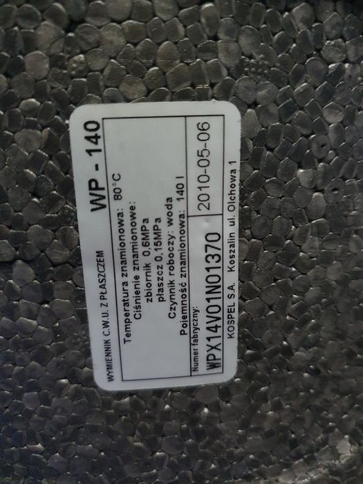 Bojler, wymiennik cwu dwupłaszczowy Kospel WP-140