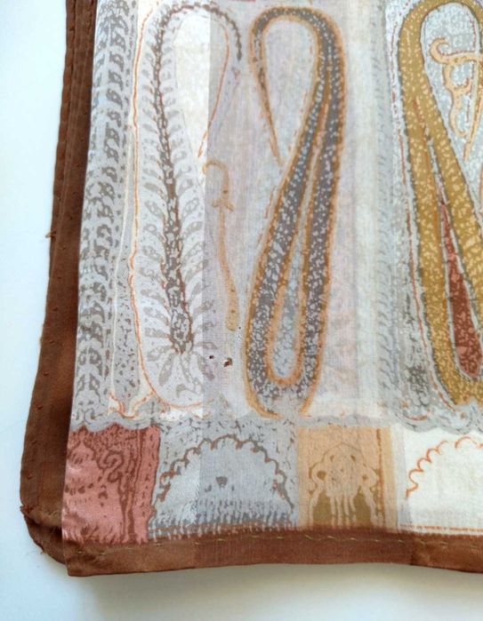 Chusta brąz beż 100 % Jedwab Silk Soie Seide